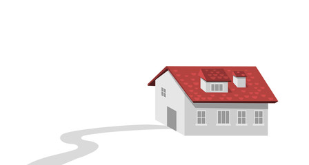 house rent or repair banner. new home with red roof tile on isolated white background.vector illustration.