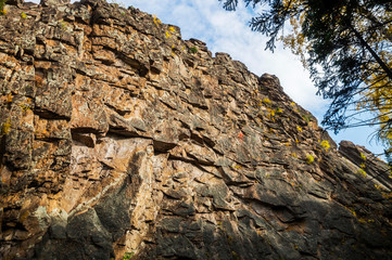 landscape with high rock relief wall