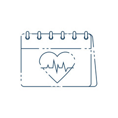 calendar with heart cardio flat style icon