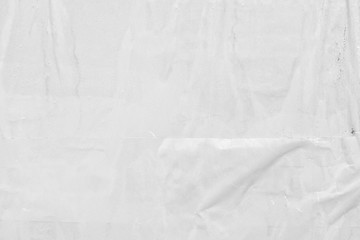 Blank white creased crumpled paper texture background old grunge ripped torn vintage collage posters placards empty space text backdrop