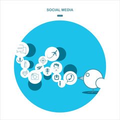 Social Network. Concept. Flat Design Illustration for Web Sites Infographic Design.