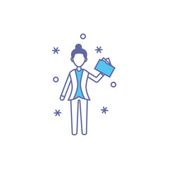 teacher woman with folder fill style icon