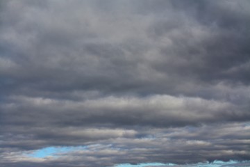 leaden clouds in the sky