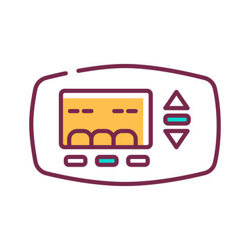 recommend clip art: Thermostat for heating a house color line icon on white background. Maintaining heat in the house. Pictogram for web page, mobile app, promo. UI UX GUI design element. Editable stroke.