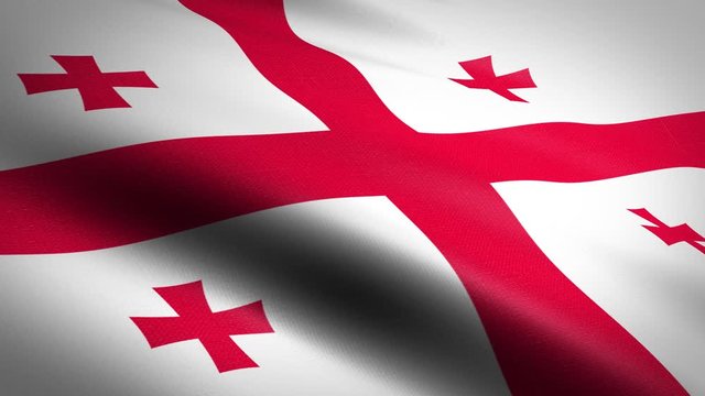 Flag of Georgia. Waving flag with highly detailed fabric texture seamless loopable video. Seamless loop with highly detailed fabric texture. Loop ready in HD resolution 1080p 60fps
