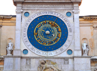 View of the Padua Astronomical Clock (Torre dell'Orologio) in Padua, Italy. It is located in the Piazza dei Signori.