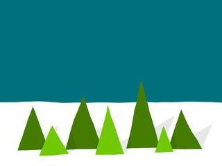 Abstract trees on a snowy landscape