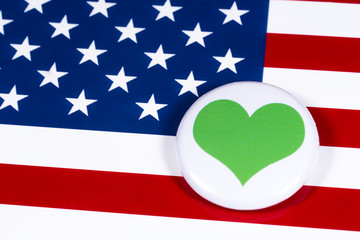 Green Heart Symbol and the USA Flag