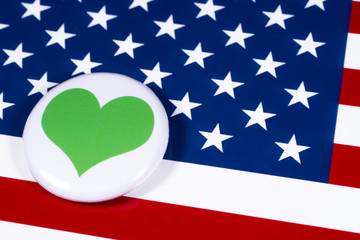 Green Heart Symbol and the USA Flag