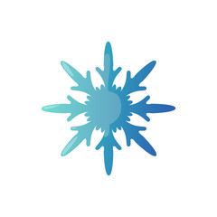 Paper carved blue snowflake isolated on white.