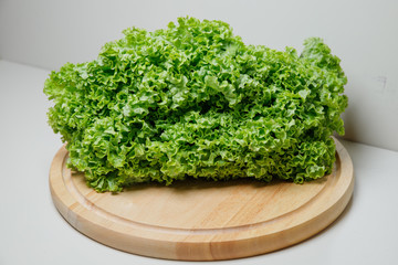 Fototapeta premium Fresh lettuce salad leaves bunch isolated on white background cutout