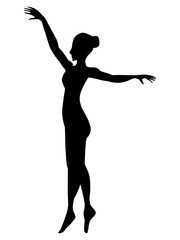 Vector, black silhouette of young ballerina