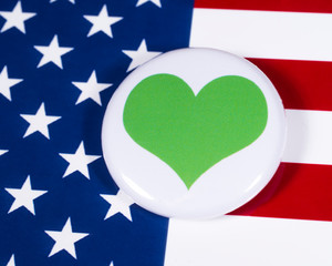 Green Heart Symbol and the USA Flag