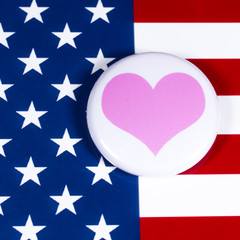 Pink Heart Symbol and the USA Flag