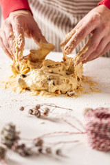 Baking a tradinional german fruit cake stollen. Christmas stollen