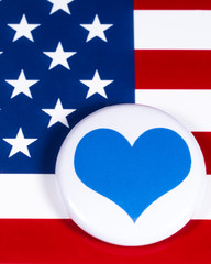 Blue Heart Symbol and the USA Flag