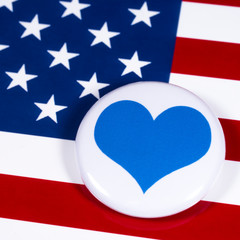 Blue Heart Symbol and the USA Flag