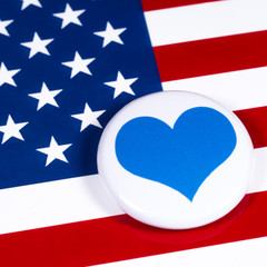 Blue Heart Symbol and the USA Flag