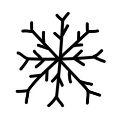 Single hand drawn snowflake. Doodle vector illustration. Winter element for greeting cards, posters, stickers and seasonal design. Isolated on white background