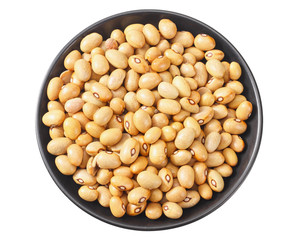 kidney beans in black bowl isolated on white background. top view