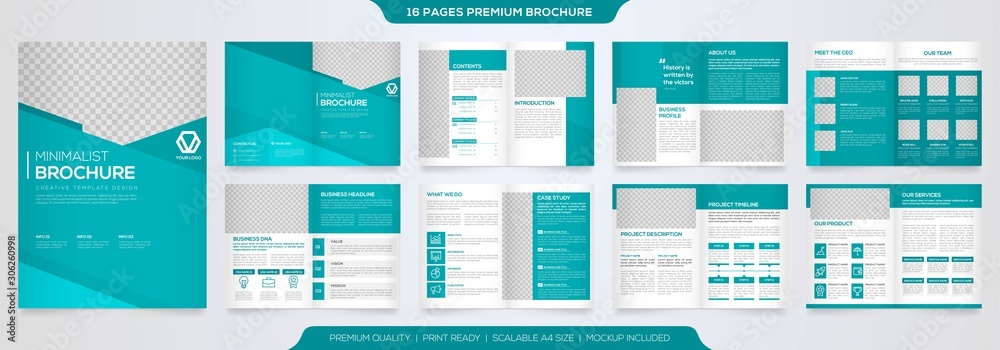 Sticker set of minimalist business brochure template with simple style and modern layout