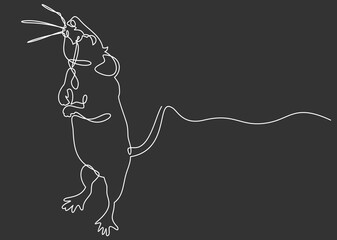Rat continuous line.Rat year 2020.One single line drawing. 2020 year sign.