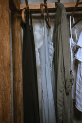 Boho chic open wooden clothing rack