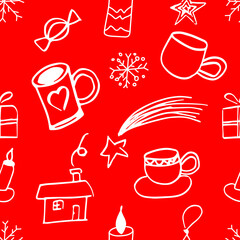 Cute new year christmas pattern in modern scandinavian style in vector. Absctract nordic geometric design for winter decoration interior, print posters, greating card, bussines banner, wrapping.