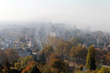 Fototapeta na wymiar View of Balatonboglar from the lookout tower