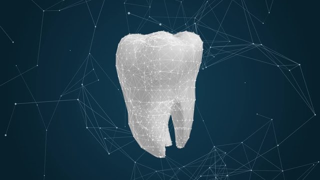 Tooth digital 3d animation. Digital dentist software or application 4k.