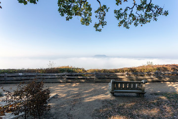 Obraz premium View of the foggy Balaton from Fonyod