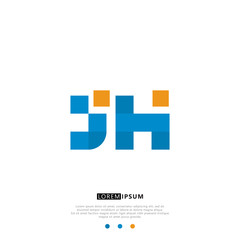 JH J H Logo Monogram with Blue and yellow Colors. modern letter logo design	