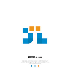 JL J L Logo Monogram with Blue and yellow Colors. modern letter logo design	