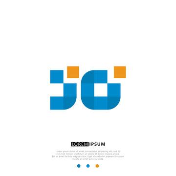 JO J O Logo Monogram with Blue and yellow Colors. modern letter logo design	