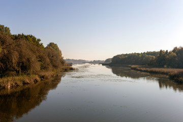 Fototapeta na wymiar View of the Kis-Balaton from the bridge of Kanyavar