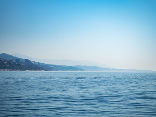 Fototapeta premium View of the coastal zone of Sochi from the sea
