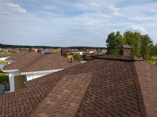 Bituminous tile for a roof. House with a roof from a bituminous