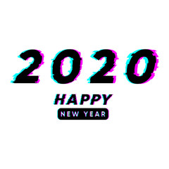 happy new year 2020 glitch effect