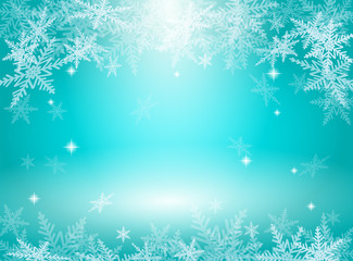 Fototapeta na wymiar Christmas snowflakes on blue background.