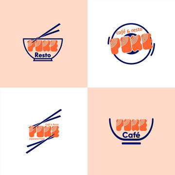 Set Of Template Logo Poke Cafe 