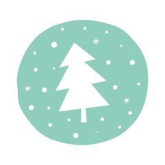 Simple stylized  Christmas tree with snow.Christmas greeting card