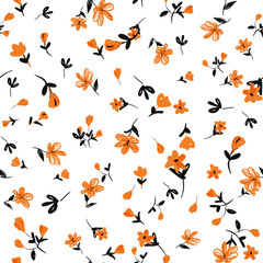 beautiful vector floral seamless pattern. Abstract print with leaves and flowers