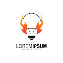 Bulb logo and fire design combination