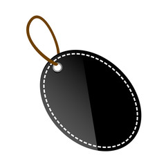 Vector Black Shining Oval Blank Tag, Isolated on White