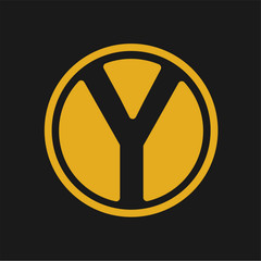 initial letter Y modern linked circle round lowercase logo