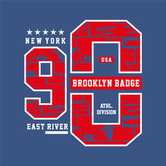 Varsity style, New York Brooklyn athletic sport typography for t shirt print