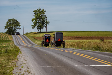 Two Buggies on Country Road