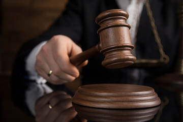Courtroom, Judge, male judge in black mirror background