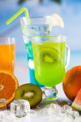 Variety of cold drinks, Summer background