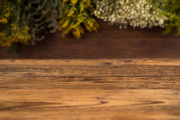 Natural remedy, mortar and herbs, space for your text